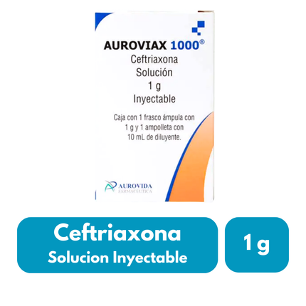 Auroviax 1000 (Ceftriaxona) Solucion Inyectable 1g Aurovida