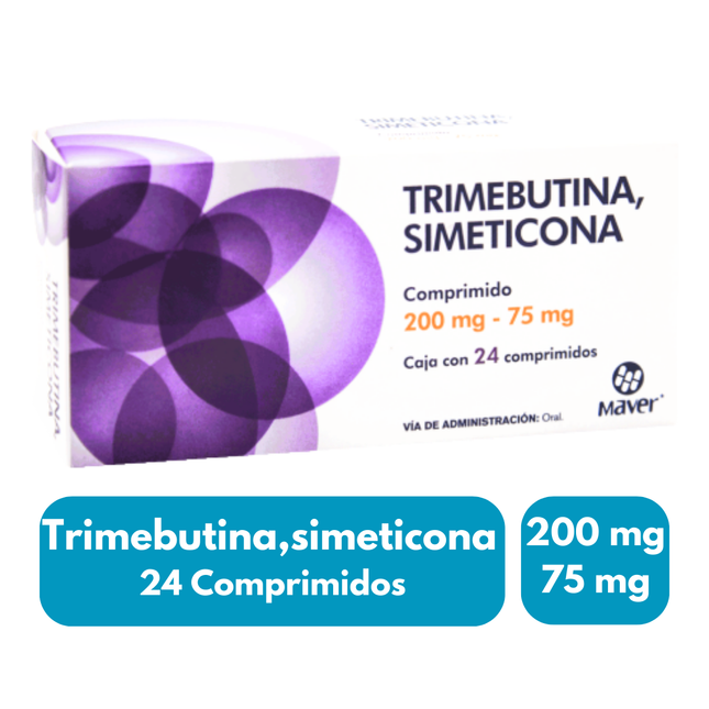 Trimebutina/Simeticona 200mg 75mg 24 Comprimidos Maver