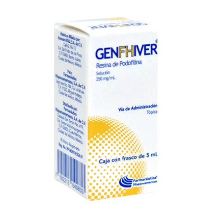 Genfhiver Resina de Podofilina solucion 250 mg/ml Caja con Frasco con 5 mL