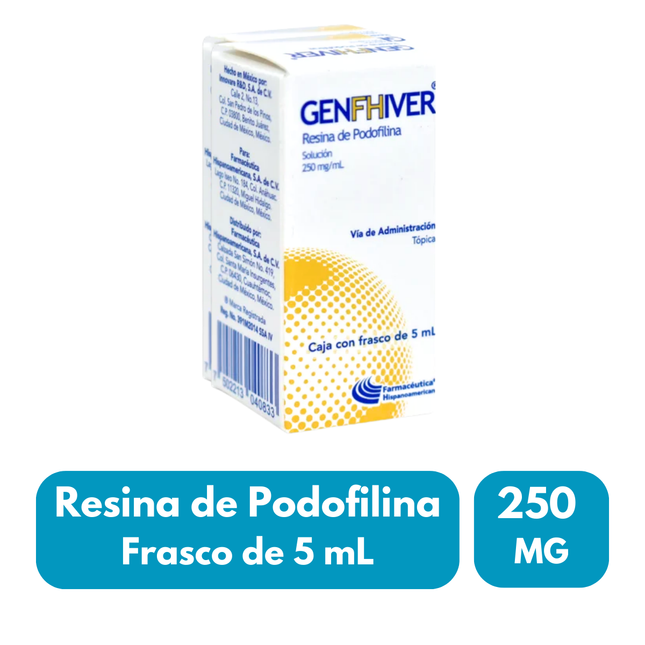 Genfhiver Resina de Podofilina solucion 250 mg/ml Caja con Frasco con 5 mL