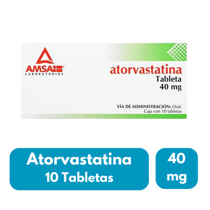 Atorvastatina 40mg Caja con 10 Tabletas Amsa