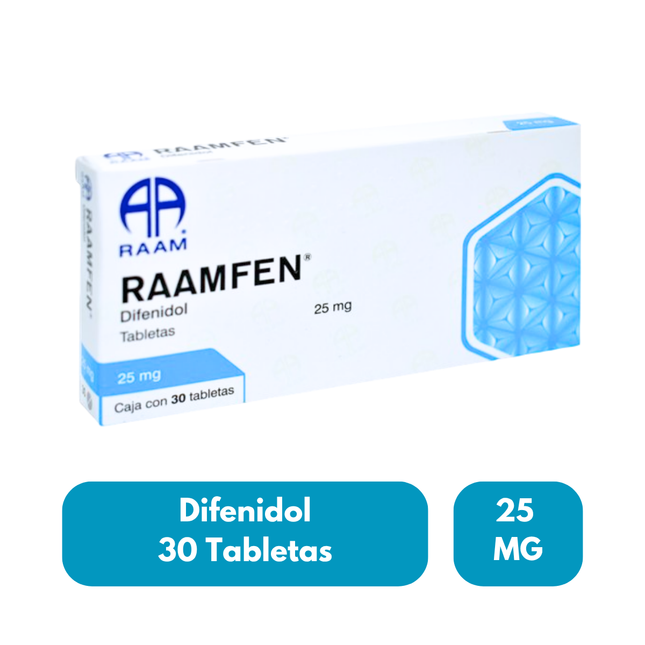 Difenidol 25 mg 30 Tabletas Raamfen RAAM