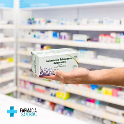 Indometacina, Betametasona, Metocarbamol 25mg / 0.75mg/ 215mg Caja con 20 Capsulas Laboratorios Ultra
