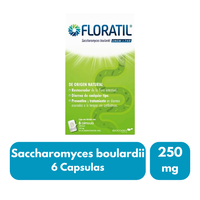Floratil (Saccharomyces boulardii) 250mg Caja C/6 Cáps