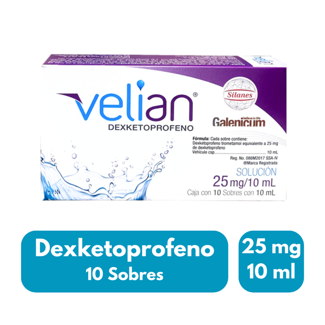 Velian (Dexketoprofeno) 25mg/10ml Solución Caja con 10 Sobres