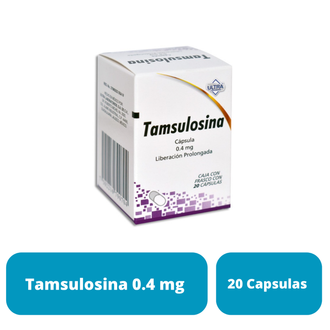 Tamsulosina 0.4mg Liberación Prolongada Frasco con 20 Cápsulas Ultra Laboratorios