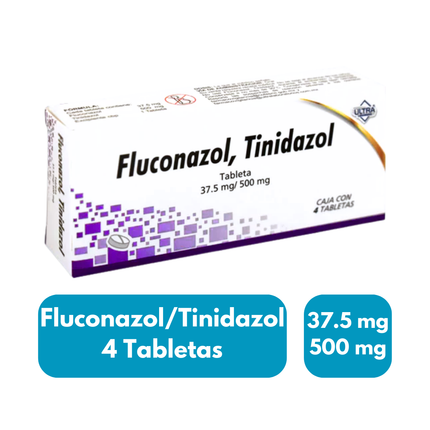 Fluconazol 37.5 mg Tinidazol 500 mg Caja con 4 Tabletas