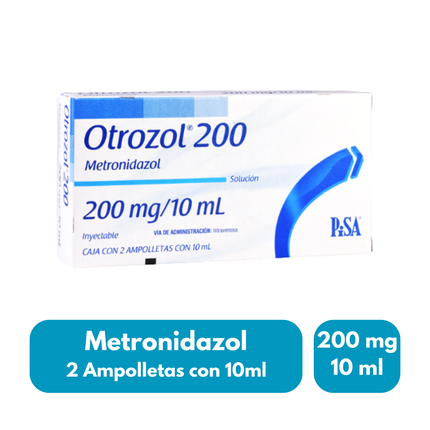 Otrozol 200 mg/10ml Metronidazol Caja c/2 ampolletas PiSA
