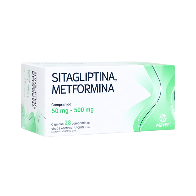Sitagliptina, Metformina 50mg/500mg Caja C/28 comprimidos Maver