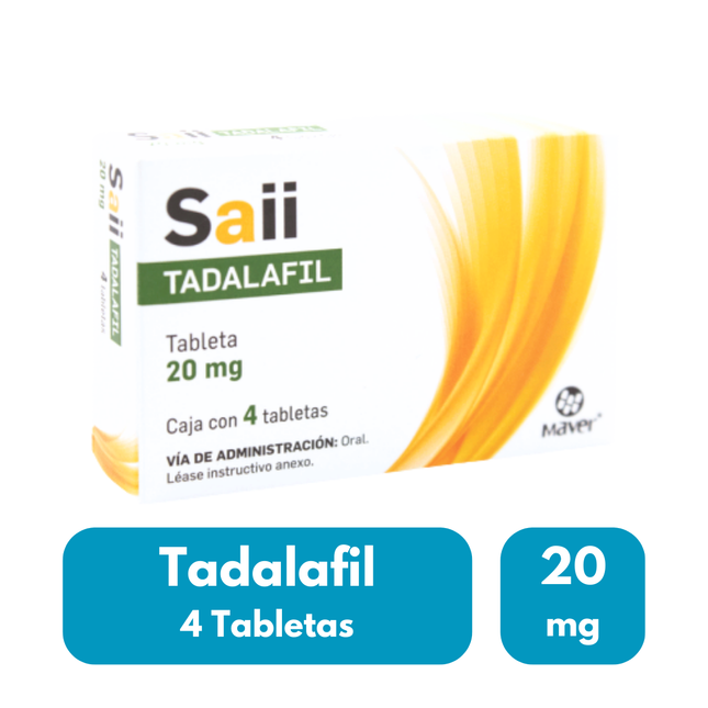 Saii (Tadalafil) 20mg Caja con 4 Tabletas