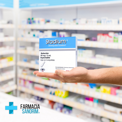 Stadium (Dexketoprofeno) Solución 50mg/2ml Caja con 3 Ampolletas Sanfer