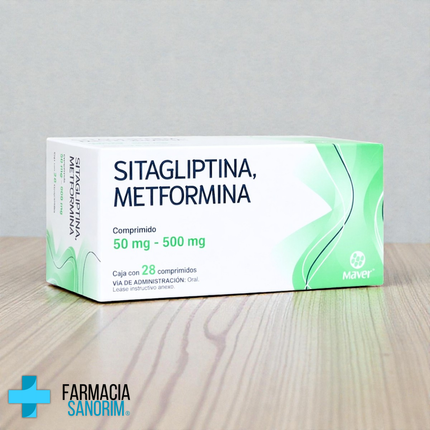 Sitagliptina, Metformina 50mg/500mg Caja C/28 comprimidos Maver