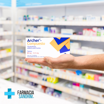 Archer Compuesto (Telmisartán/Hidroclorotiazida) 80mg/12.5mg Caja con 14 Tabletas