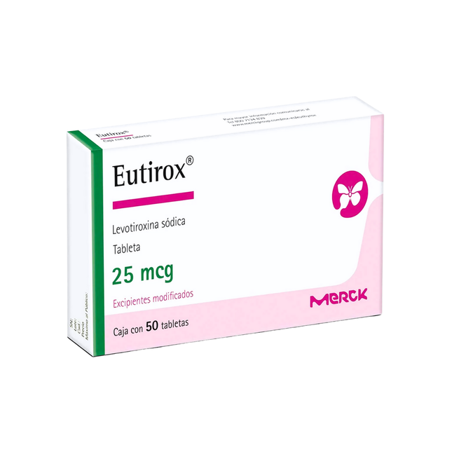 Levotiroxina Sódica 25mcg Caja con 50 Tabletas Eutirox