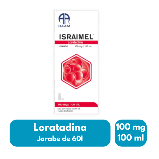Loratadina 100mg/100ml Israimel Frasco de 60ml y Vaso Dosificador