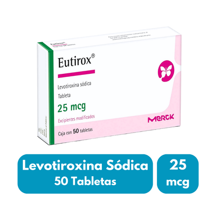 Levotiroxina Sódica 25mcg Caja con 50 Tabletas Eutirox