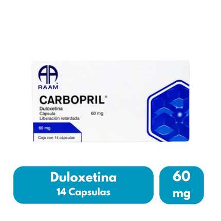 Duloxetina Carbopril 60mg 14 Capsulas de Liberación Retardada RAAM