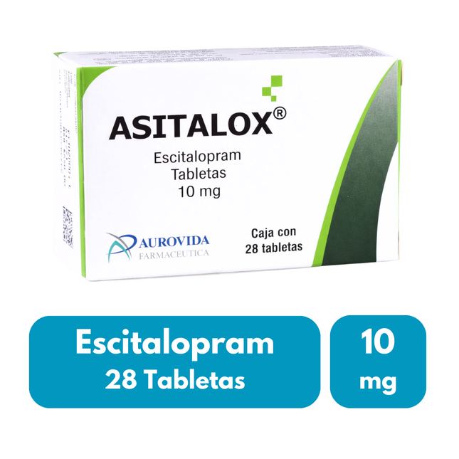 Asitalox (Escitalopram) 10 mg Caja con 28 Tabletas