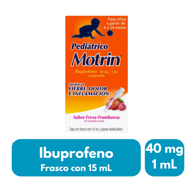 Motrin Pediatrico Ibuprofeno 40 mg / 1 mL 15 mL Fresa-Frambuesa