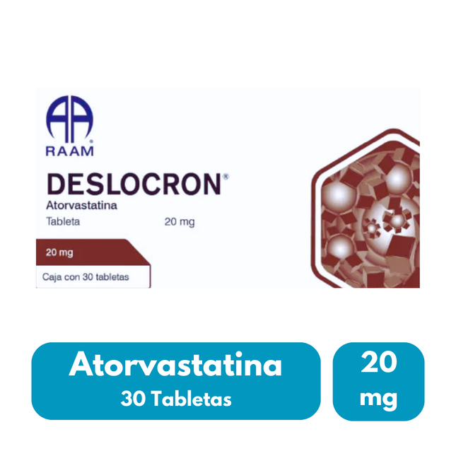 Deslocron (Atorvastatina) 20mg Caja con 30 Tabletas