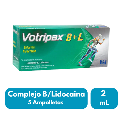 Votripax B+L (Complejo B, Lidocaina) Sol. Inyectable Caja con 5 Ampolletas