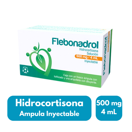 Flebonadrol (Hidrocortisona) 500mg/4ml Solucion Inyectable Caja 1 ampolleta