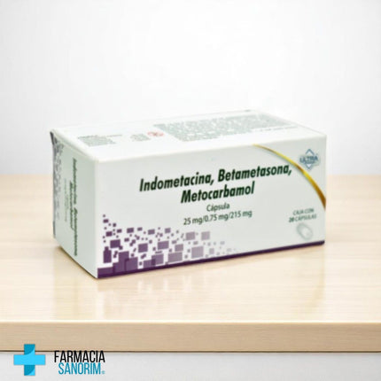 Indometacina, Betametasona, Metocarbamol 25mg / 0.75mg/ 215mg Caja con 20 Capsulas Laboratorios Ultra