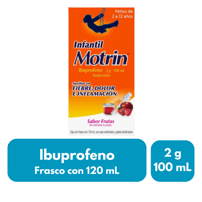 Motrin Infantil Ibuprofeno 2 g / 100 ml frasco 120 mL Sabor frutas