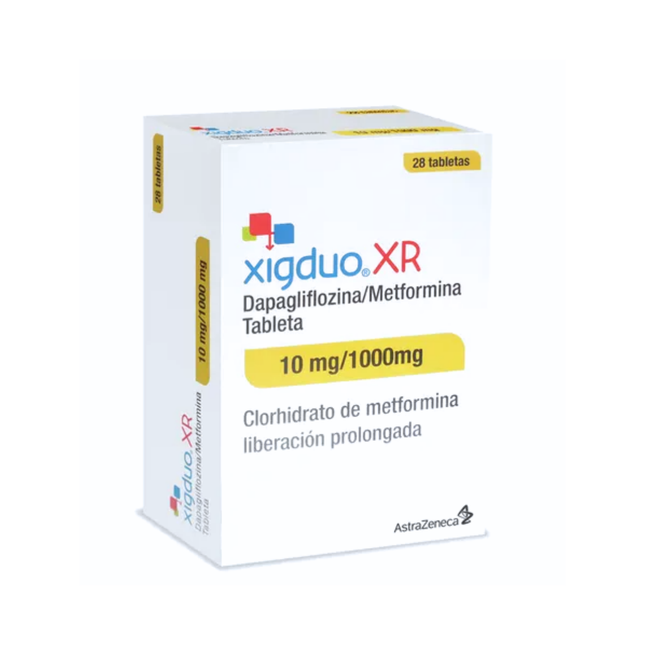 Xigduo XR (Dapagliflozina/metformina) 10mg/1000mg Caja con 28 Tabletas Astra Zeneca