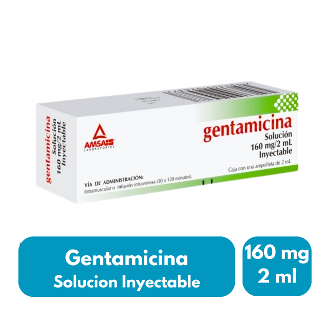 Gentamicina 160 mg Caja con 1 Ampolleta Inyectable Amsa Laboratorios