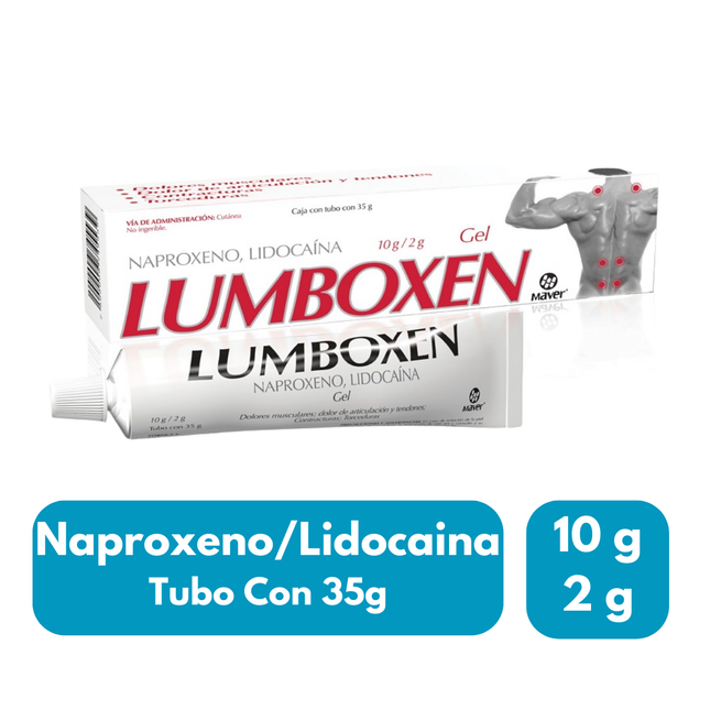 Lumboxen Gel "Rojo" Naproxeno/Lidocaína 10g/2g Tubo c/35g