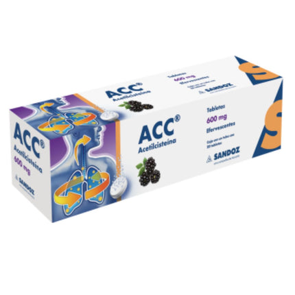 ACC (Acetilcisteina) 600 mg Caja con 20 Tabletas Efervescentes