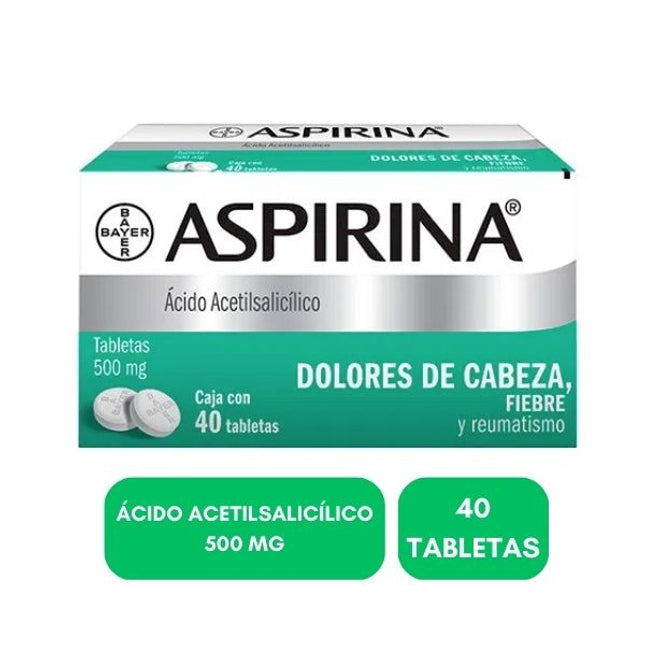 Aspirina 500 mg Caja con 40 Tabletas