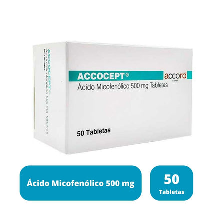 Accocept (Ácido Micofenólico) 500 mg Caja con 50 Tabletas