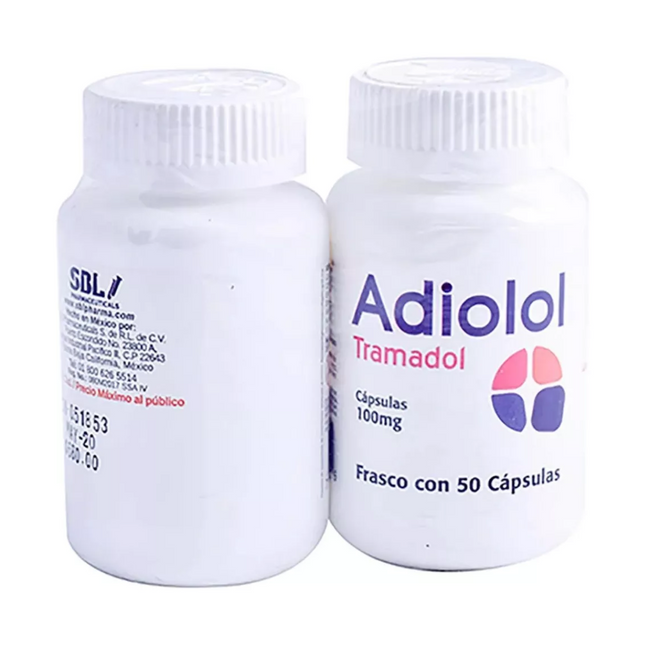 Tramadol 100 mg Adiolol Frasco con 50 Cápsulas Pack