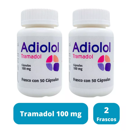 Tramadol 100 mg Adiolol Frasco con 50 Cápsulas Pack
