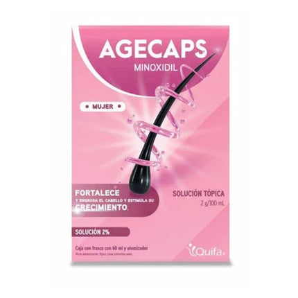 Agecaps Minoxidil 2% Caja con Frasco Atomizador 60 mL Tópico