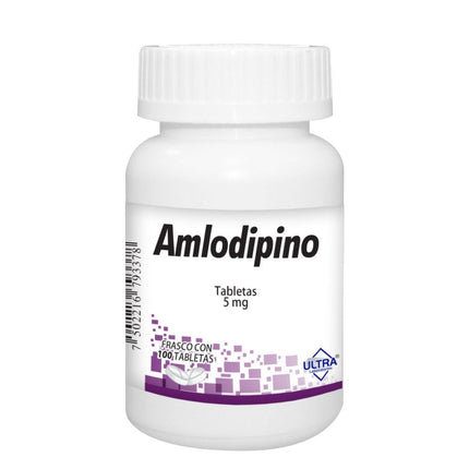 Amlodipino 5 mg Frasco con 100 Tabletas