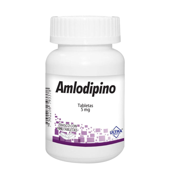 Amlodipino 5 mg Frasco con 100 Tabletas