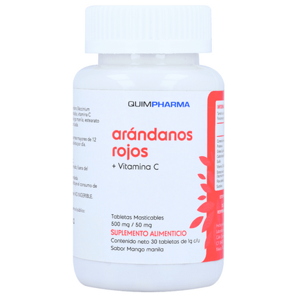 Arándanos Rojos Vitamina C  Frasco con 30 Tabletas Masticables