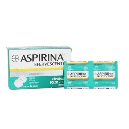 Aspirina Efervescente 500 mg Caja con 12 Tabletas