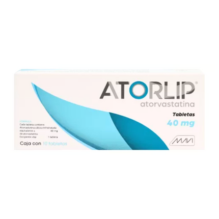 Atorlip  Atorvastatina 40 mg Caja con 10 Tabletas