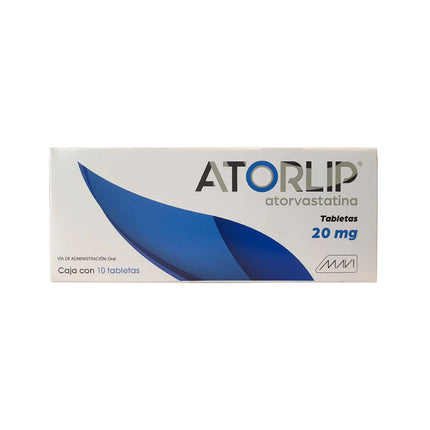 Atorlip Atorvastatina 20 mg Caja con 10 Tabletas