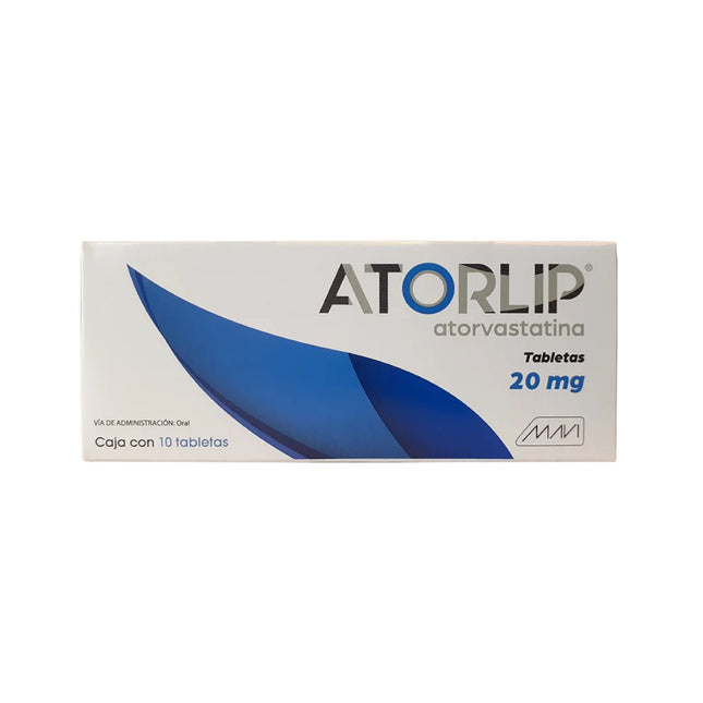 Atorlip Atorvastatina 20 mg Caja con 10 Tabletas