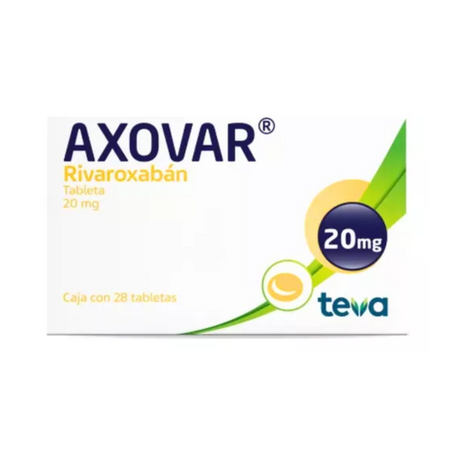 Axovar  Rivaroxaban 20 mg Caja con 28 tabletas