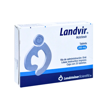 Landvir (Aciclovir) 200 mg Caja con 25 Tabletas