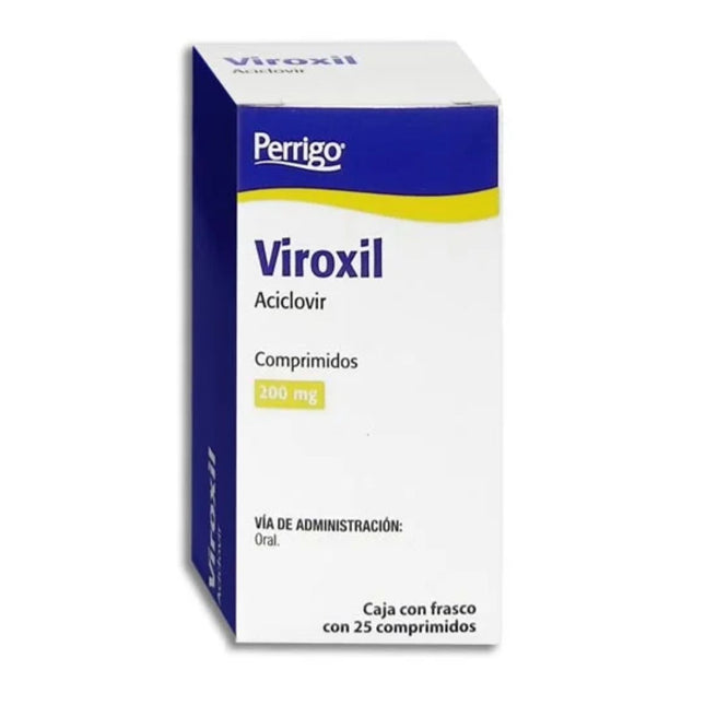 Viroxil (Aciclovir) 200 mg Caja con 25 Comprimidos Perrigo