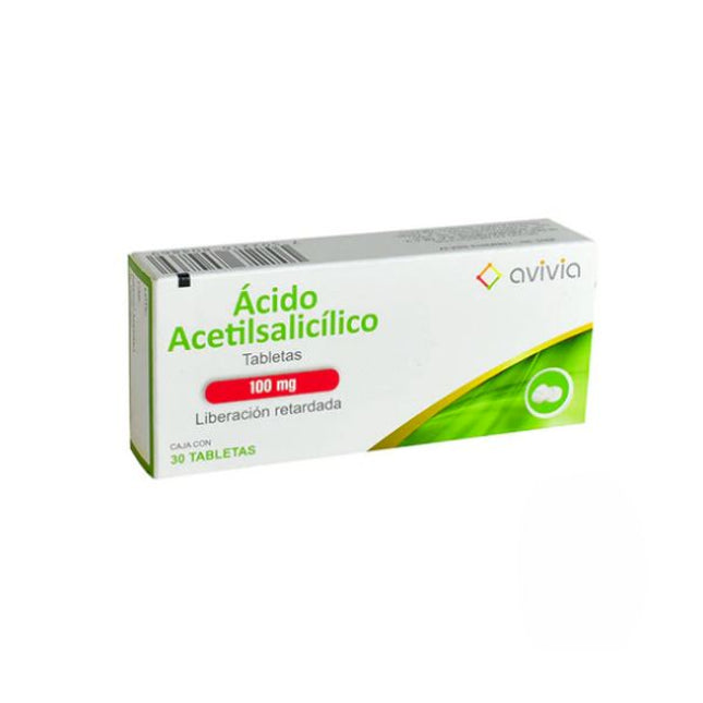 Ácido Acetilsalicílico 100 mg Caja con 30 Tabletas