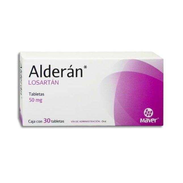 Alderan (Losartan) 50 mg Caja con 30 Tabletas