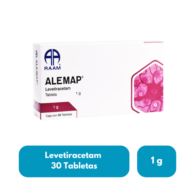 Alemap (Levetiracetam) 1 g Caja con 30 Tabletas RAAM Laboratorios